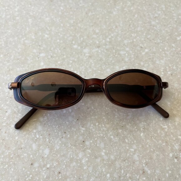 MAUI JIM Hana MJ-124-10 Vintage Sunglasses Brown Tortoise Oval + FOSSIL Case - Picture 4 of 10
